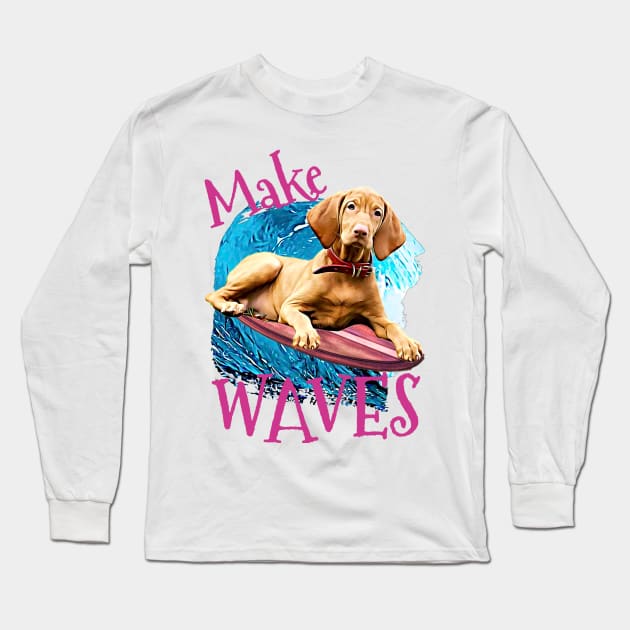 WAVES Vizsla Long Sleeve T-Shirt by Witty Things Designs